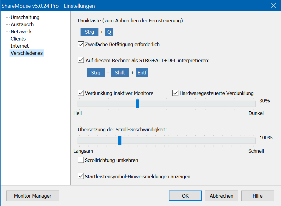 Einstellungen - Verschiedenes